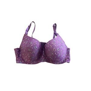 Lukasi Bra 42DD Underwire Padded Full Coverage Smoothing Purple Floral Plus NWT